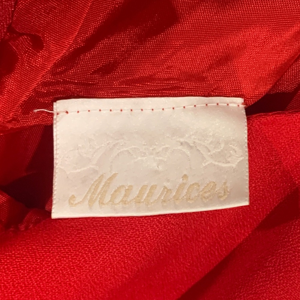 Vintage 90s Maurices Red Dress Sleeveless A-Line Ribbon Detail Party Cocktail XS - Picture 2 of 6